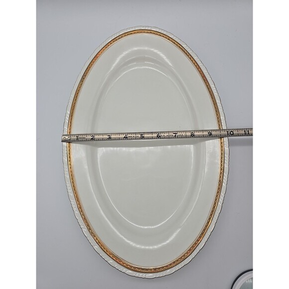 Rorstrand Sweden Oval Porcelain Platter #522 Gold Ribbon Pattern 15.25" x 10." - Picture 7 of 9